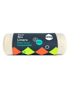Seep Living - 50L Large Compostable Bin Liners (25 Bags) - 9 x 552g