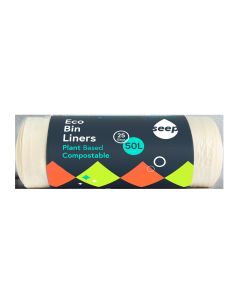 Seep Living - 50L Large Compostable Bin Liners (25 Bags) - 9 x 552g
