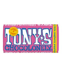 Tony's Chocolonely - Fairtrade White Chocolate Raspberry with Popping Candy - 15 x 180g