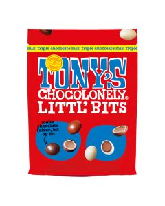 Tony's Chocolonely - Fairtrade Milk, White & Dark Chocolate Bits Mix - 8 x 100g