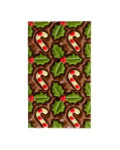 Chef du Chocolat - Milk Chocolate Candy Cane & Holly Chocolate Bar - 8 x 150g