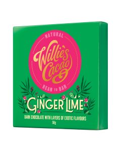 Willie's Cacao - Ginger & Lime; with Cuban 70% Dark Chocolate - 12 x 50g