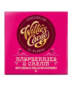 Willie's Cacao - Raspberries & Cream, White Chocolate with Raspberries - 12 x 50g
