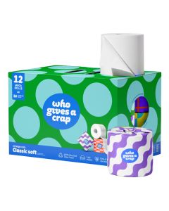 Who Gives A Crap - Classic Soft Recycled Toilet Tissue 12 Mega Rolls - 4 x 1.892kg