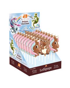 Belfine - Unicorn Imane & Dragon Elliott Chocolate Lollipops - 24 x 25g
