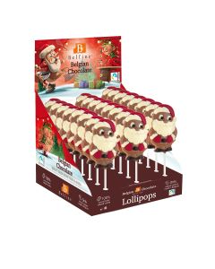 Belfine - Santa Claus with Red Cap Chocolate Lollipop - 24 x 25g