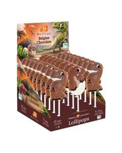 Belfine - Fairtrade Dino Rexy and Dino Roary Chocolate Lollipops - 24 x 25g