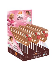 Belfine - Fairtrade Love Heart Chocolate Lollipop - 24 x 25g