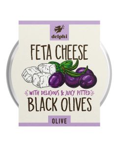 Delphi Foods - Black Pitted Olives with Feta Cheese - 6 x 160g (Min 25 DSL)