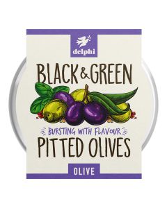 Delphi Foods - Black & Green Pitted Olives - 6 x 160g (Min 25 DSL)