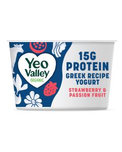 Yeo Valley - Strawberry & Passionfruit Greek Recipe Protein Yogurt - 6 x 200g (Min 10 DSL)