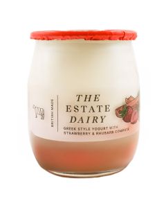 The Estate Dairy - Greek Style Natural Yoghurt with Strawberry & Rhubarb - 12 x 125g (Min 12 DSL)