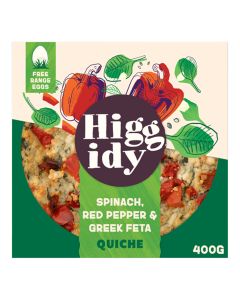 Higgidy - Spinach Greek Feta & Roasted Red Pepper Quiche - 4 x 400g (Min 5 DSL)