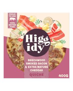 Higgidy - Beechwood Smoked Bacon & Mature Cheddar Quiche  - 4 x 400g (Min 5 DSL)
