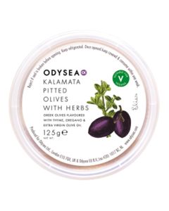 Odysea - Kalamata Pitted Olives with Herbs - 8 x 125gg (Min 25 DSL)