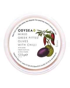 Odysea - Greek Olive Mix with Chilli - 8 x 125gg (Min 25 DSL)
