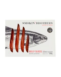 Smokin' Brothers - Smoked Salmon Belly Slices - 6 x 200g (Min 24 DSL)