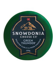 Snowdonia - Green Thunder Mature Cheddar with Garlic & Herbs - 6 x 200g (Min 30 DSL)
