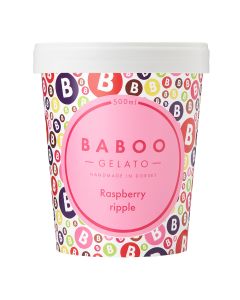 Baboo Gelato - Raspberry Ripple Gelato - 6 x 420g
