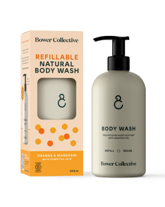 Bower Collective - Orange & Mandarin Prefilled Body Wash Bottle - 8 x 400ml
