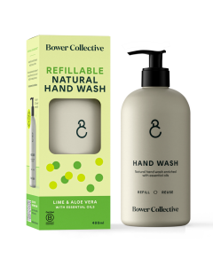 Bower Collective - Lime & Aloe Vera Prefilled Hand Wash Bottle - 8 x 400ml