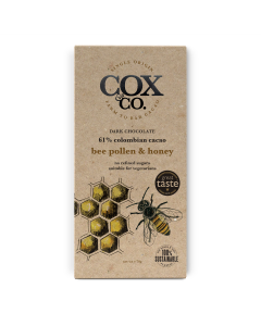 Cox&Co. - 61% Bee Pollen & Honey Single Origin Dark Chocolate Bar - 12 x 70g