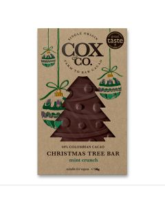 Cox&Co. - 60% Mint Crunch Dark Chocolate Christmas Tree Bar - 12 x 50g