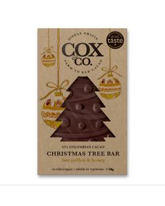 Cox&Co. - 61% Bee Pollen & Honey Dark Chocolate Christmas Tree Bar - 12 x 50g