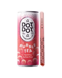 Dot Dot Bubble Tea - Sparkling Lychee Rose Bubble Tea with Straw - 12 x 250ml