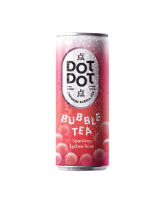 Dot Dot Bubble Tea - Sparkling Lychee Rose Bubble Tea - 12 x 250ml