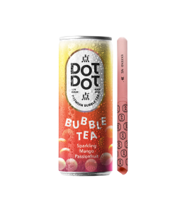 Dot Dot Bubble Tea - Sparkling Mango Mango Bubble Tea with Straw - 12 x 250ml
