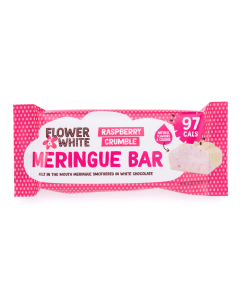 Flower & White - Raspberry Crumble Meringue Bar - 12 x 20g