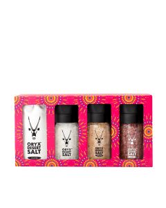Oryx Desert Salt - Desert Salt with Refill, Smoked Salt & Wine Salt Grinders 4 Piece Gift Box - 6 x 190g