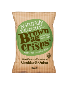 Brown Bag Crisps - West Country Farmhouse Cheddar & Onion Crisps - 10 x 150g