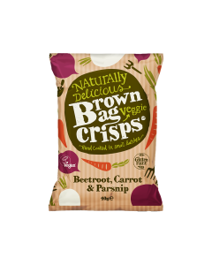 Brown Bag Crisps - Beetroot, Carrot & Parsnip Veggie Crisps - 15 x 40g
