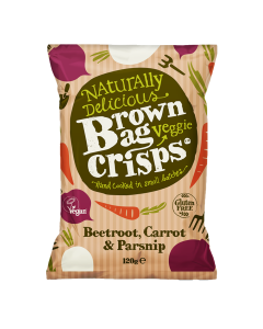 Brown Bag Crisps - Beetroot, Carrot & Parsnip Veggie Crisps - 10 x 120g