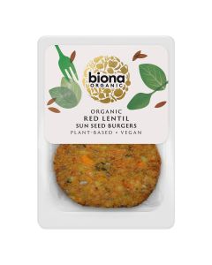 Biona - Organic Red Lentil & Sun Seed Burger  - 8 x 160g (Min 18 DSL)