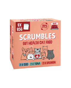 Scrumbles - Grain Free Wet Cat Jelly Recyclable Pouch Fish Selection - 4 x 680g