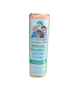 Eco Green Living - Bamboo Kitchen Roll (20 Sheets. 1 Sheet = 100 Uses) - 12 x 20g