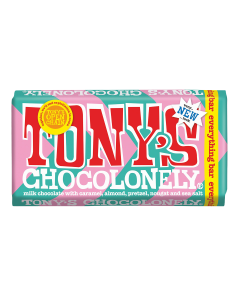 Tony's Chocolonely - Milk Chocolate Caramel, Almond, Pretzel & Sea Salt (Everything Bar) - 15 x 180g