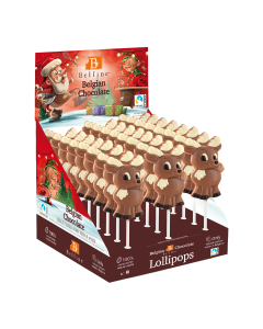 Belfine - Christmas Reindeer Reni Chocolate Lollipop - 24 x 25g