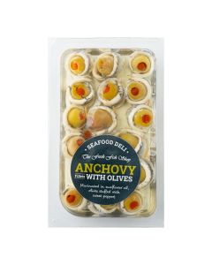 The Fresh Fish Shop - Marinated Anchovy Fillets with Olives - 6 x 150g (Min 30 DSL)
