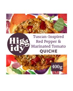 Higgidy - Tuscan-Inspired Red Pepper & Marinated Tomato Quiche with Smoky Aubergine - 4 x 400g (Min 5 DSL)