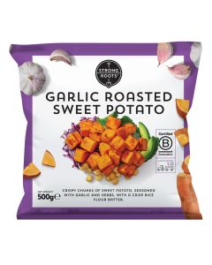 Strong Roots - Garlic Roasted Sweet Potato Chunks - 12 x 500g